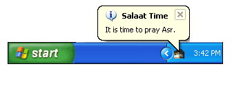 Salaat Time Screenshot - Balloon Tip